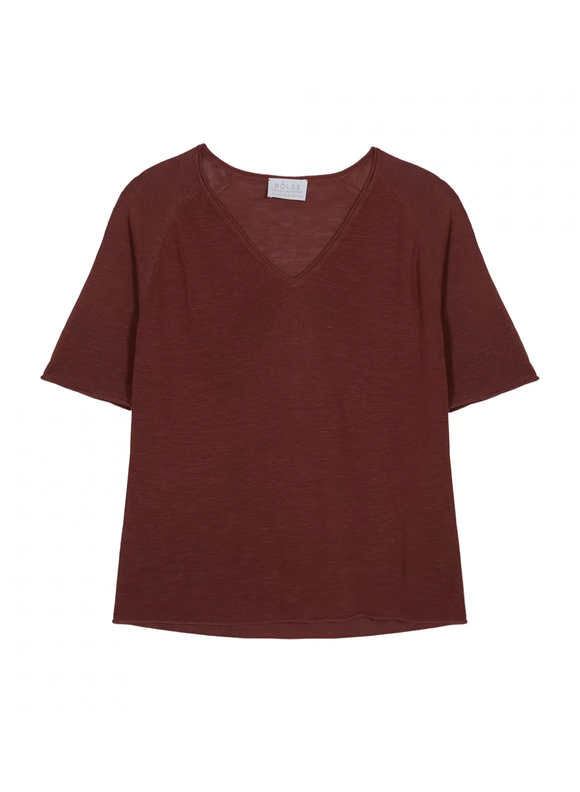 Maison Montagut T-Shirts>T-Shirt Manches Coudes En Lin Flamme - Bonbon