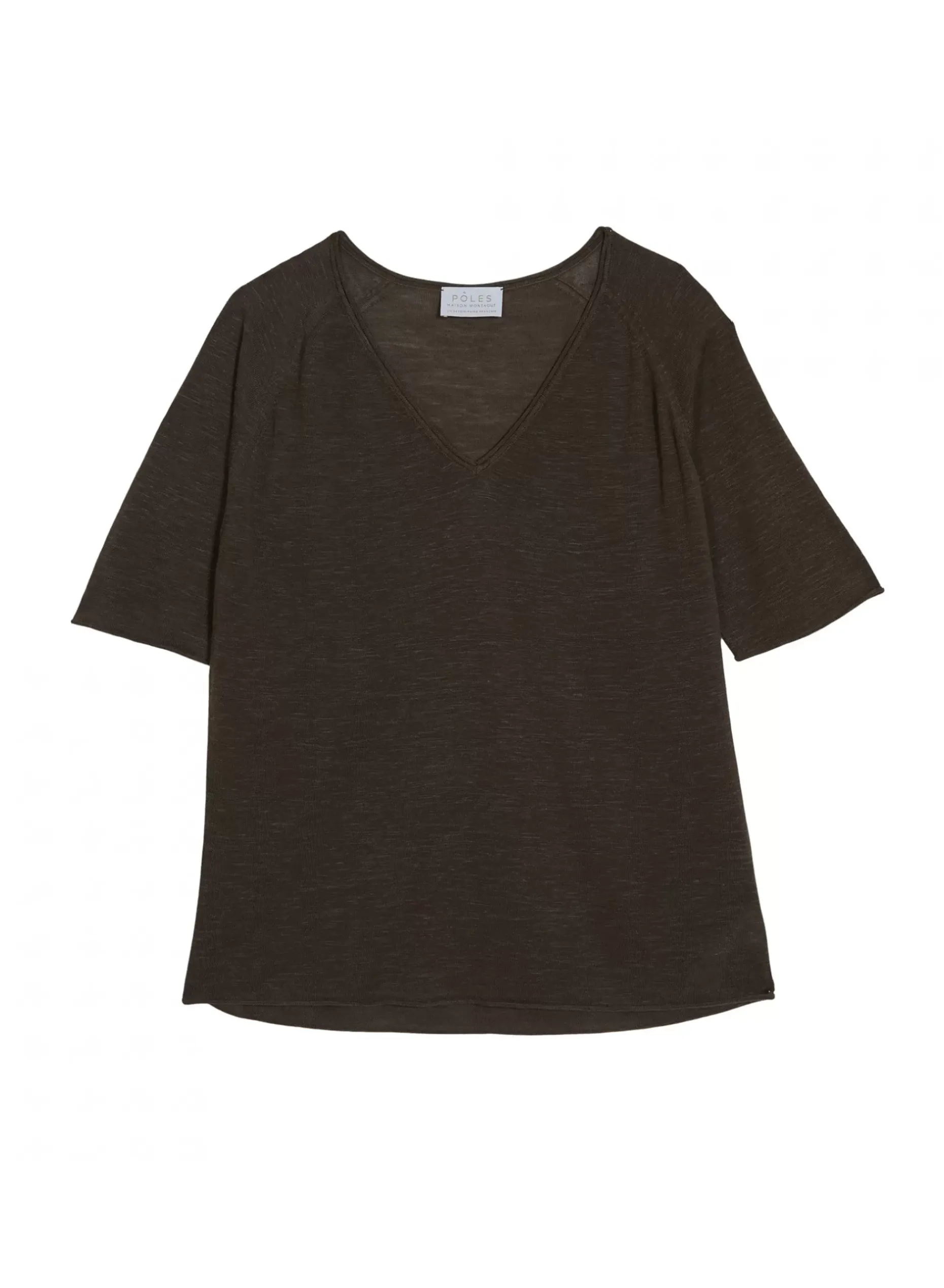 Maison Montagut T-Shirts>T-Shirt Manches Coudes En Lin Flamme - Bonbon