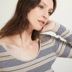 Maison Montagut Pulls>T-Shirt Manches Longues A Rayures - Fina