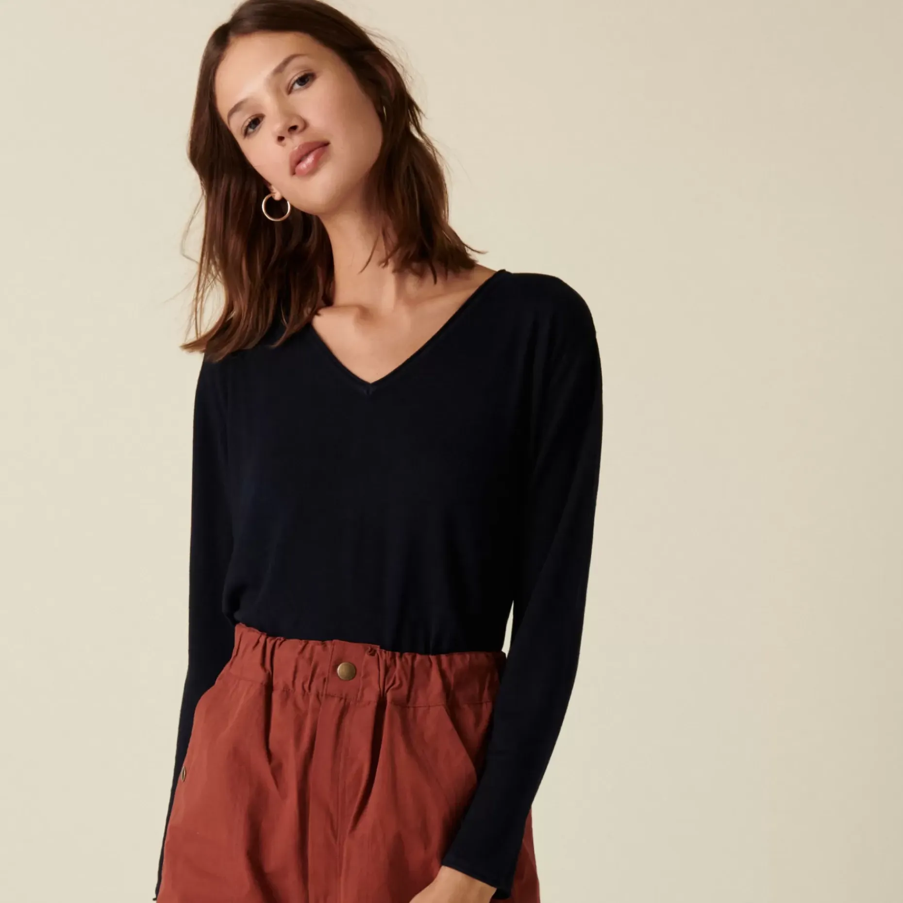 Maison Montagut T-Shirts>T-Shirt Manches Longues En Bambou Cachemire A Fentes - Aelys
