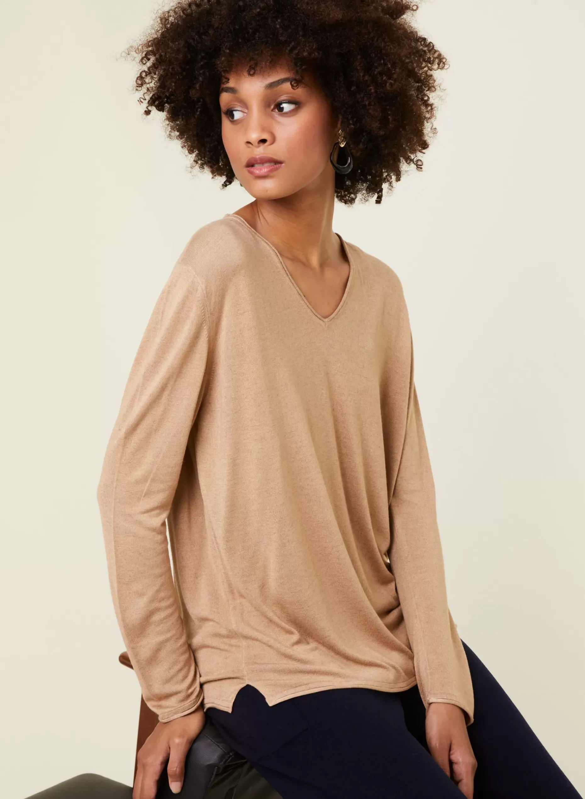 Maison Montagut T-Shirts>T-Shirt Manches Longues En Bambou Cachemire A Fentes - Aelys