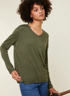 Maison Montagut T-Shirts>T-Shirt Manches Longues En Bambou Cachemire A Fentes - Aelys