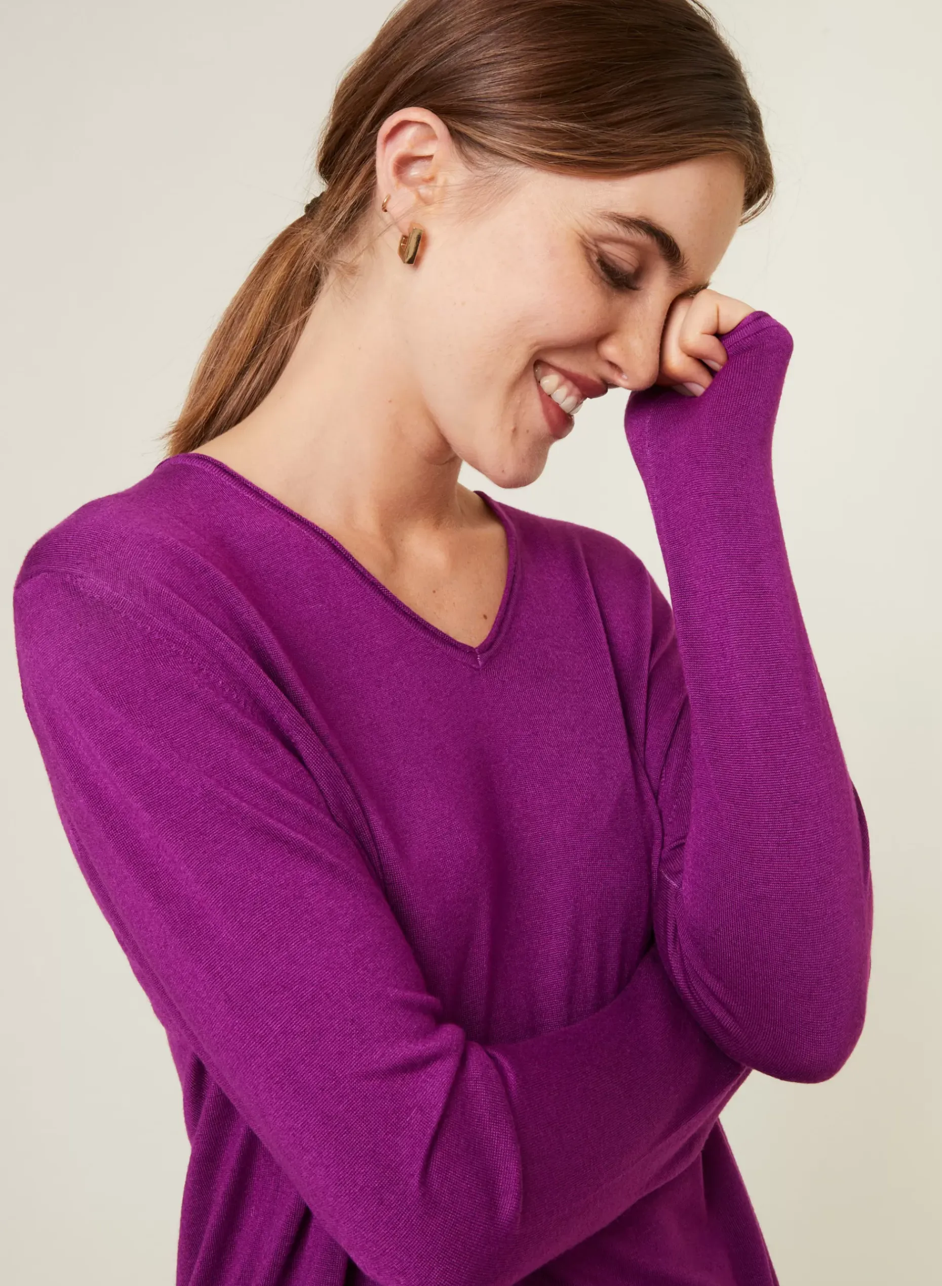 Maison Montagut T-Shirts>T-Shirt Manches Longues En Bambou Cachemire A Fentes - Aelys