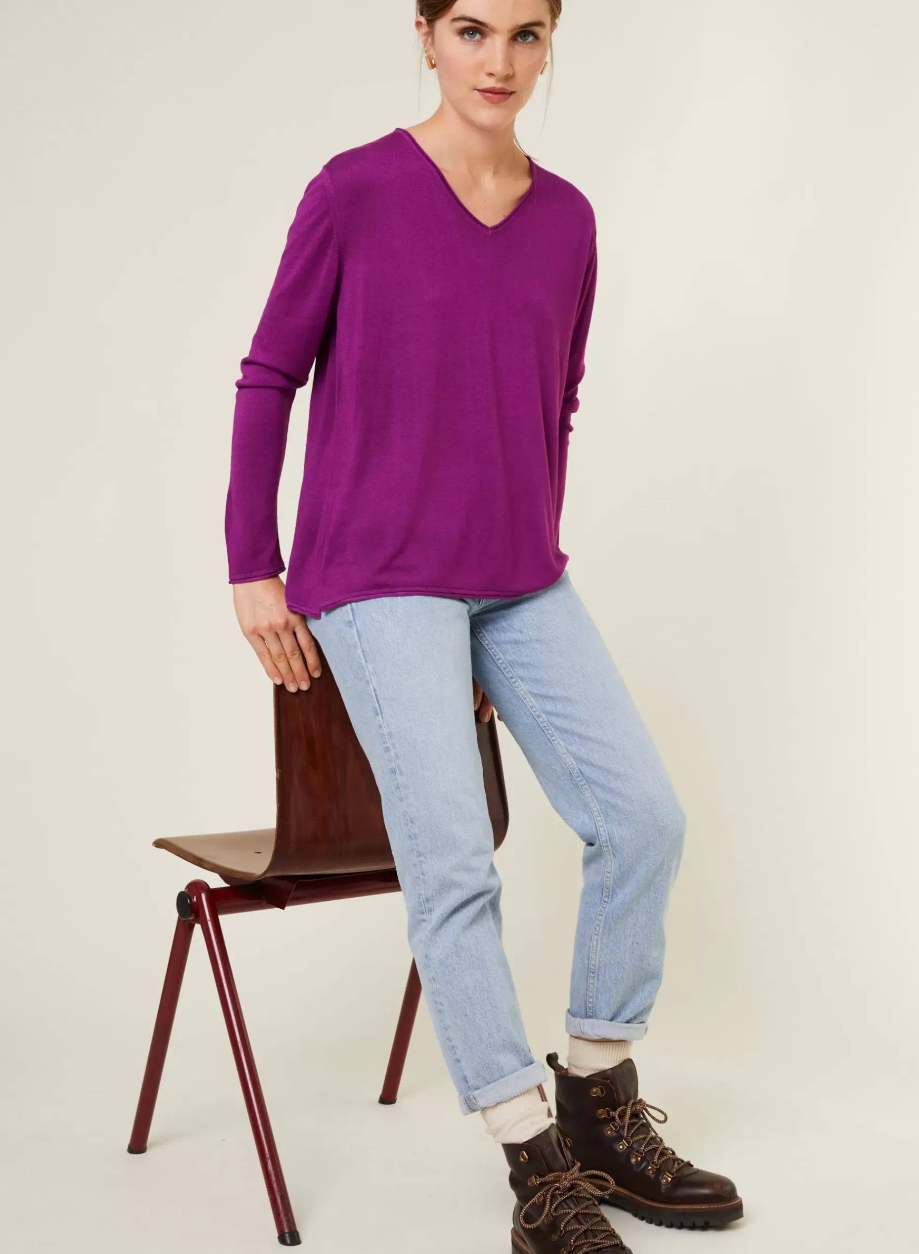 Maison Montagut T-Shirts>T-Shirt Manches Longues En Bambou Cachemire A Fentes - Aelys