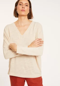 Maison Montagut T-Shirts>T-Shirt Oversize Col V En Lin Flamme - Beja