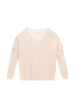 Maison Montagut T-Shirts>T-Shirt Oversize Col V En Lin Flamme - Beja