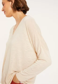 Maison Montagut T-Shirts>T-Shirt Oversize Col V En Lin Flamme - Beja