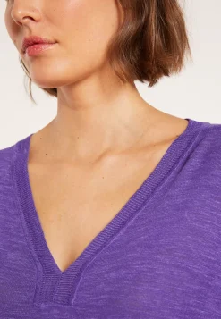 Maison Montagut T-Shirts>T-Shirt Oversize Col V En Lin Flamme - Beja