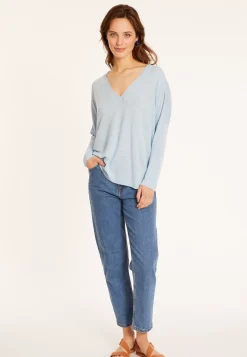 Maison Montagut T-Shirts>T-Shirt Oversize Col V En Lin Flamme - Beja