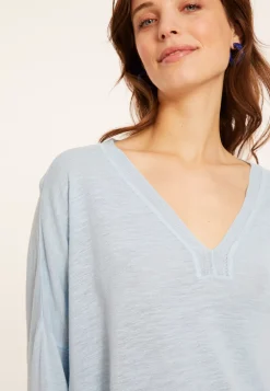 Maison Montagut T-Shirts>T-Shirt Oversize Col V En Lin Flamme - Beja