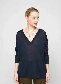 Maison Montagut T-Shirts>T-Shirt Oversize Col V En Lin Flamme - Beja