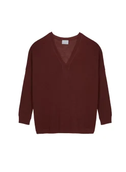 Maison Montagut T-Shirts>T-Shirt Oversize Col V En Lin Flamme - Beja