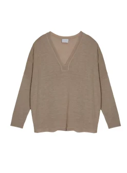 Maison Montagut T-Shirts>T-Shirt Oversize Col V En Lin Flamme - Beja