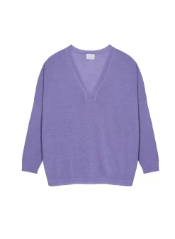 Maison Montagut T-Shirts>T-Shirt Oversize Col V En Lin Flamme - Beja