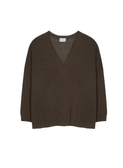 Maison Montagut T-Shirts>T-Shirt Oversize Col V En Lin Flamme - Beja