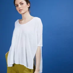 Maison Montagut T-Shirts>T-Shirt Oversize En Lin Flamme - Batalya