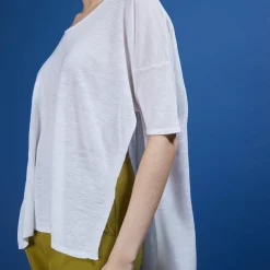 Maison Montagut T-Shirts>T-Shirt Oversize En Lin Flamme - Batalya