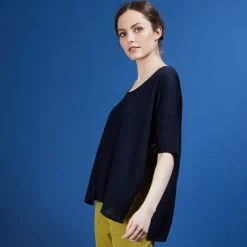 Maison Montagut T-Shirts>T-Shirt Oversize En Lin Flamme - Batalya