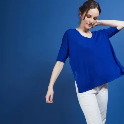 Maison Montagut T-Shirts>T-Shirt Oversize En Lin Flamme - Batalya