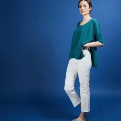 Maison Montagut T-Shirts>T-Shirt Oversize En Lin Flamme - Batalya