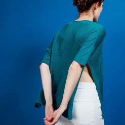 Maison Montagut T-Shirts>T-Shirt Oversize En Lin Flamme - Batalya