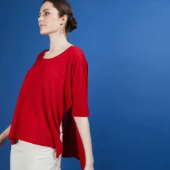 Maison Montagut T-Shirts>T-Shirt Oversize En Lin Flamme - Batalya