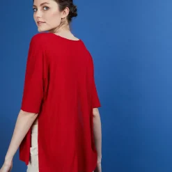 Maison Montagut T-Shirts>T-Shirt Oversize En Lin Flamme - Batalya
