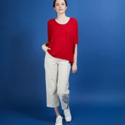 Maison Montagut T-Shirts>T-Shirt Oversize En Lin Flamme - Batalya