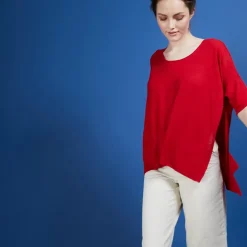 Maison Montagut T-Shirts>T-Shirt Oversize En Lin Flamme - Batalya