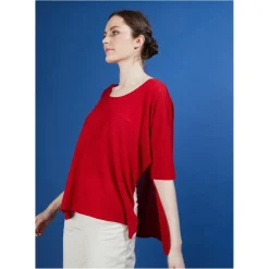 Maison Montagut T-Shirts>T-Shirt Oversize En Lin Flamme - Batalya