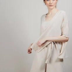 Maison Montagut T-Shirts>T-Shirt Oversize En Lin Flamme - Batalya