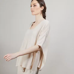 Maison Montagut T-Shirts>T-Shirt Oversize En Lin Flamme - Batalya