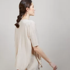 Maison Montagut T-Shirts>T-Shirt Oversize En Lin Flamme - Batalya