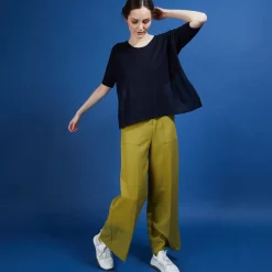 Maison Montagut T-Shirts>T-Shirt Oversize En Lin Flamme - Batalya