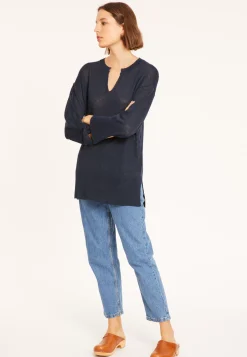 Maison Montagut Pulls>Tunique Ample Col V En Lin - Marielle