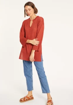 Maison Montagut Pulls>Tunique Ample Col V En Lin - Marielle