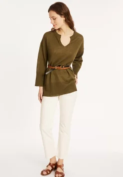 Maison Montagut Pulls>Tunique Ample Col V En Lin - Marielle