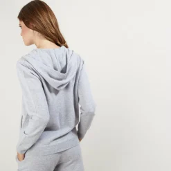 Maison Montagut Vestes Et Gilets>Veste En Cachemire Zippee A Capuche - Bambou