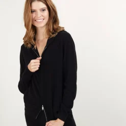 Maison Montagut Vestes Et Gilets>Veste En Cachemire Zippee A Capuche - Bambou