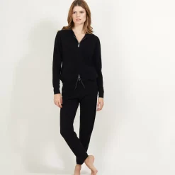 Maison Montagut Vestes Et Gilets>Veste En Cachemire Zippee A Capuche - Bambou