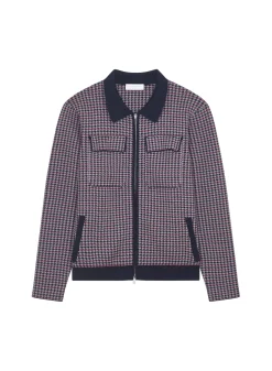 Maison Montagut Vestes Et Gilets>Veste Motifs Pied-De-Poule Laine Merinos - Fabien Bleu Marine