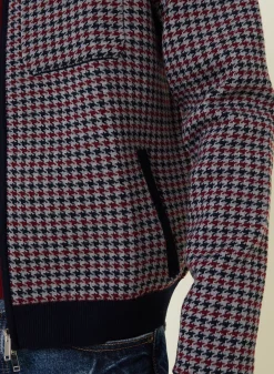 Maison Montagut Vestes Et Gilets>Veste Motifs Pied-De-Poule Laine Merinos - Fabien Bleu Marine
