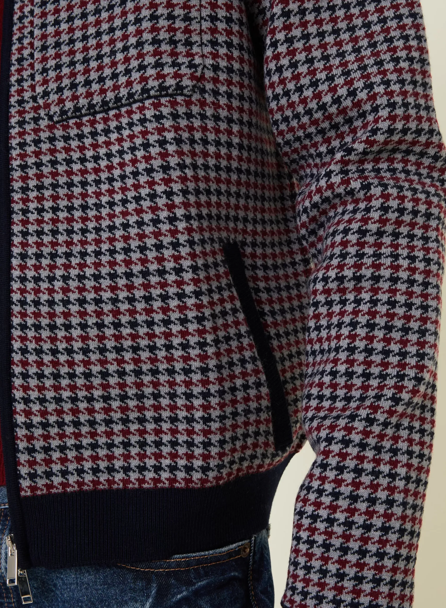 Maison Montagut Vestes Et Gilets>Veste Motifs Pied-De-Poule Laine Merinos - Fabien Bleu Marine