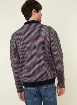 Maison Montagut Vestes Et Gilets>Veste Motifs Pied-De-Poule Laine Merinos - Fabien Bleu Marine