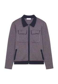 Maison Montagut Vestes Et Gilets>Veste Motifs Pied-De-Poule Laine Merinos - Fabien Bleu Marine