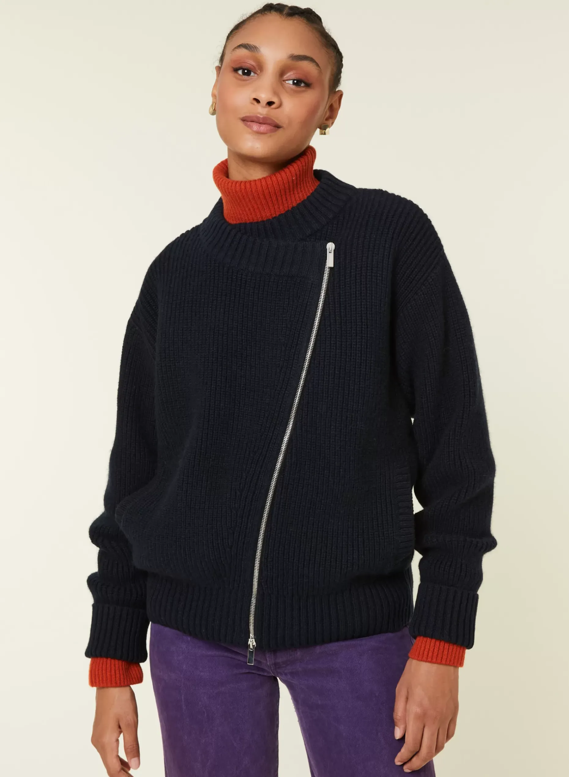 Maison Montagut Vestes Et Gilets>Veste Zippee Col Rond En Laine Et Cachemire - Gwenn