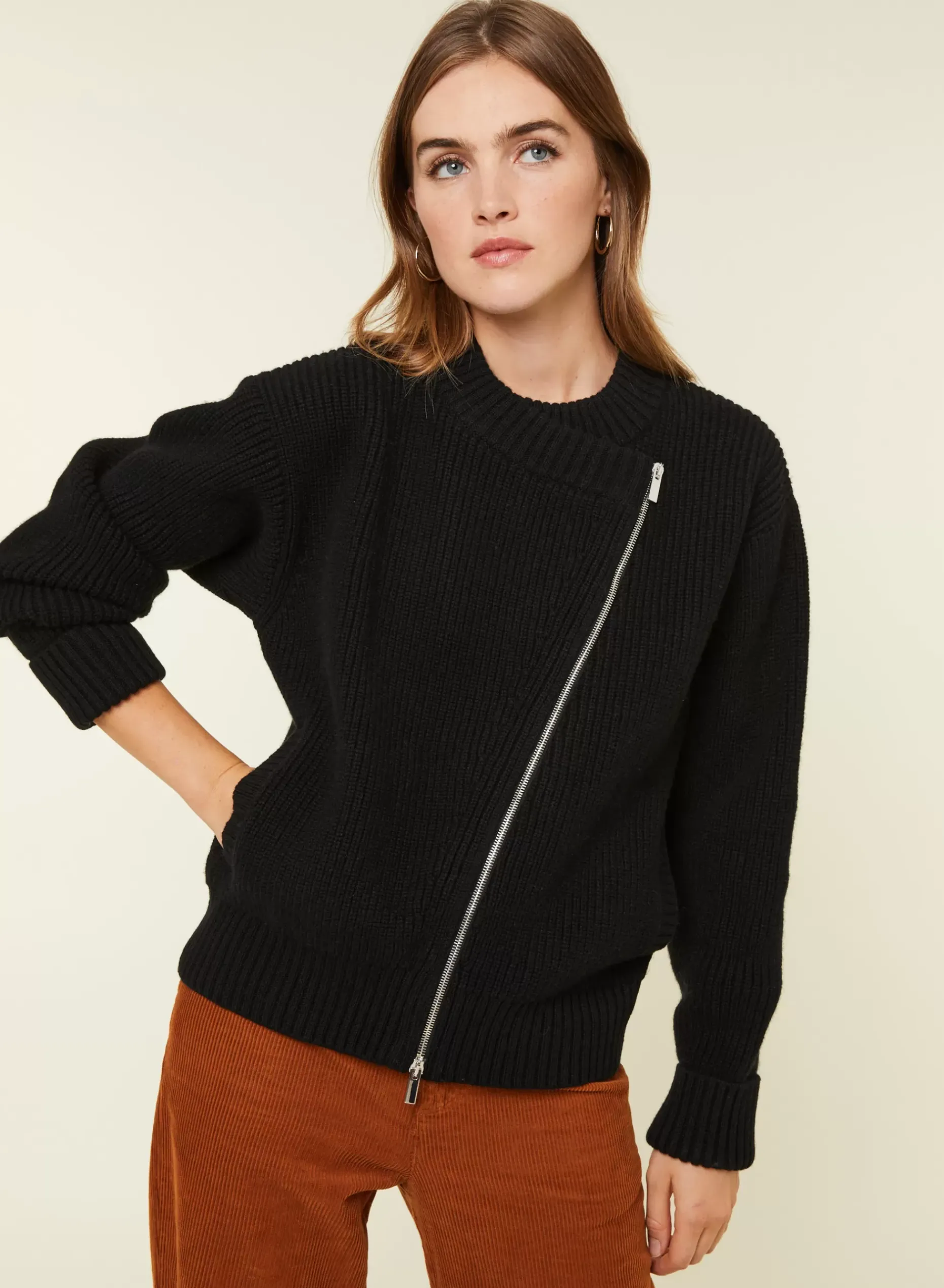 Maison Montagut Vestes Et Gilets>Veste Zippee Col Rond En Laine Et Cachemire - Gwenn