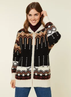 Maison Montagut Vestes Et Gilets>Veste Zippee Mi-Longue A Poches En Mohair - Goia Noir