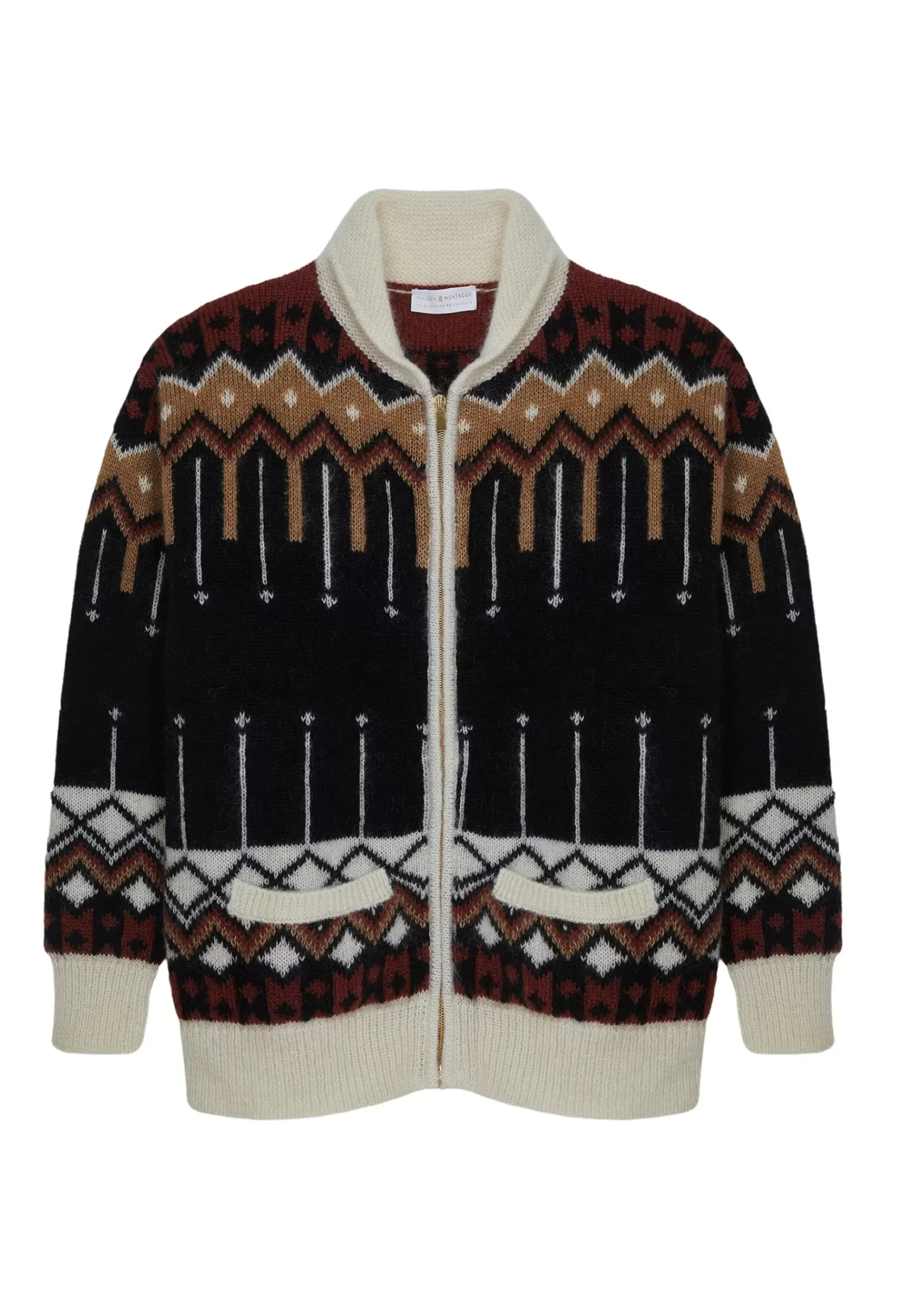 Maison Montagut Vestes Et Gilets>Veste Zippee Mi-Longue A Poches En Mohair - Goia Noir